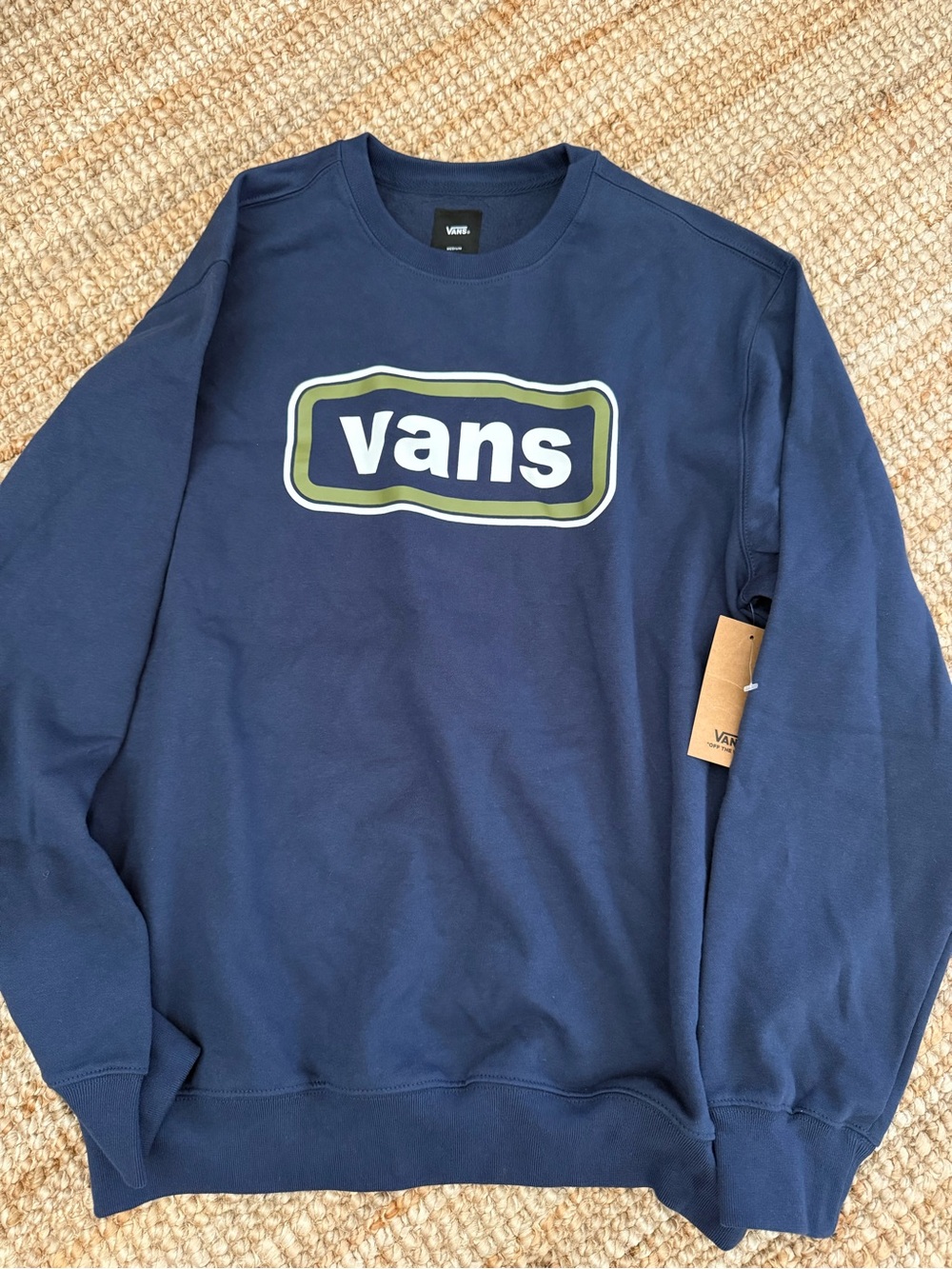 Vans Navy Crewneck Sweatshirt with Olive Logo